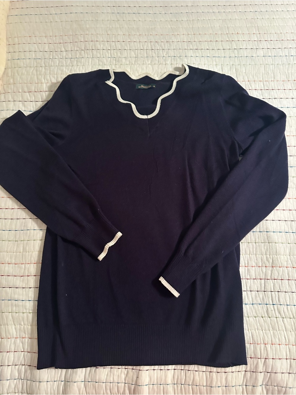 Women’s Navy Sweater with Contrast Trim